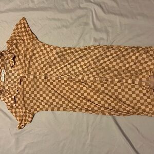 Checkered Button-Up Dress